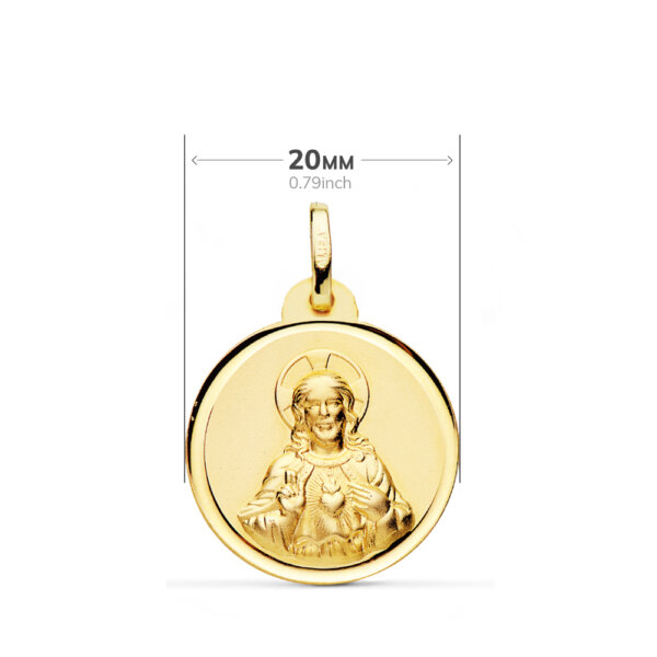 18K ESCAPULARIO VIRGEN DEL CARMEN CORAZON JESUS BISEL 20 MM - Imagen 2