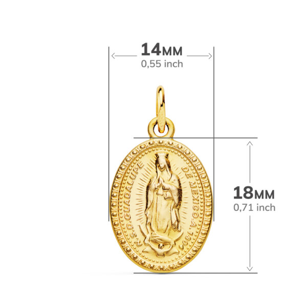 18K MEDALLA VIRGEN DE GUADALUPE OVAL 18X14 MM - Imagen 2