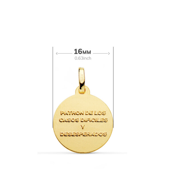 18K MEDALLA SAN JUDAS TADEO TALLA BISEL 16 MM - Imagen 2