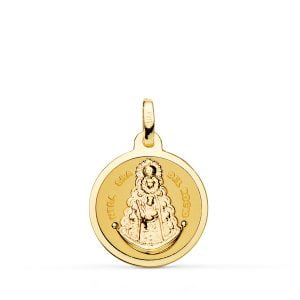 18K MEDALLA VIRGEN DEL ROCIO BRILLO 18 MM