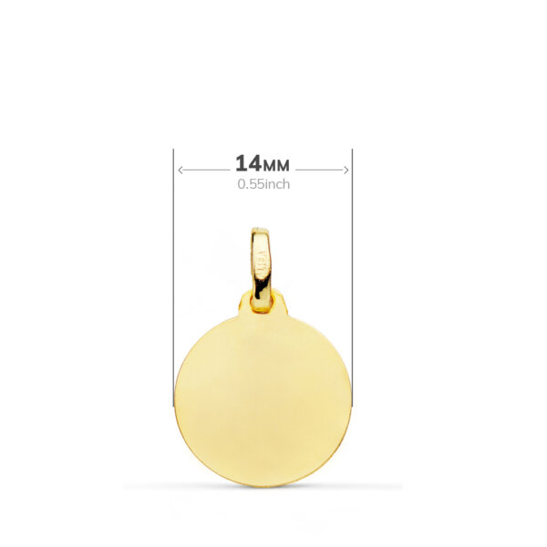 18K CHAPA DISCO LISO MATE TALLADO 14 MM - Imagen 2