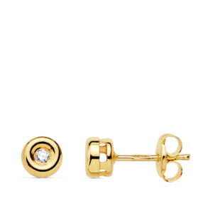 18K PENDIENTES CHATON DIAMANTES 0.030 QTS. PRESION. G-VS2