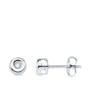 18K PENDIENTES CHATON DIAMANTES 0.030 QTS. PRESION. G-VS2