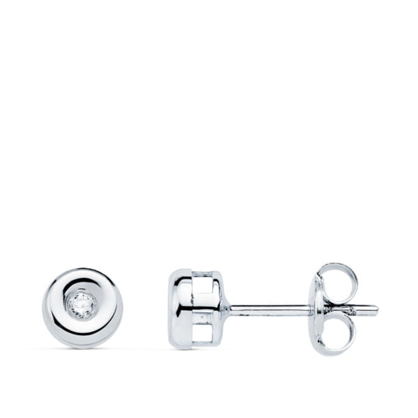 18K PENDIENTES CHATON DIAMANTES 0.030 QTS. PRESION. G-VS2