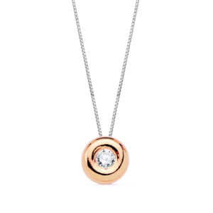 18K GARGANTILLA ORO ROSA CHATON DIAMANTE 0.050 QTS. G-VS2 CADENA 42 CM