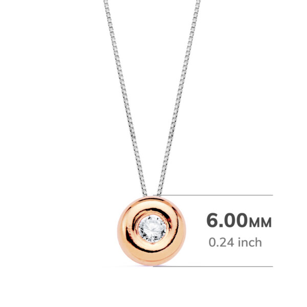 18K GARGANTILLA ORO ROSA CHATON DIAMANTE 0.050 QTS. G-VS2 CADENA 42 CM - Imagen 2