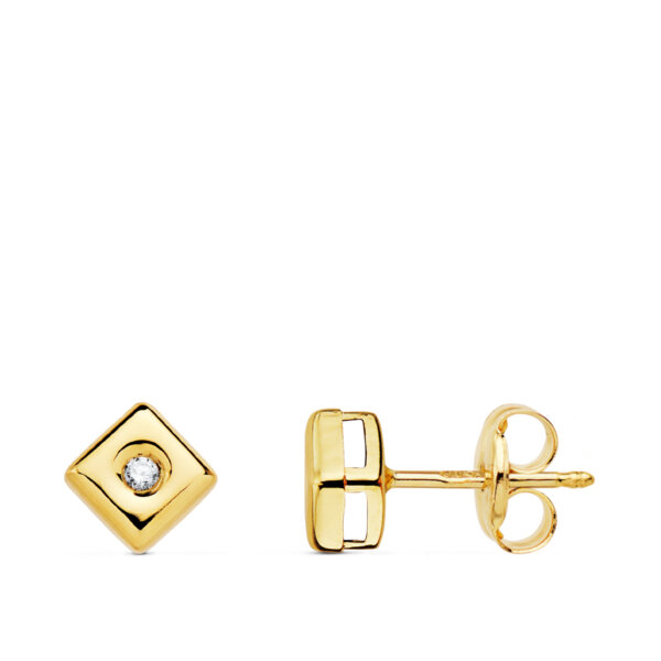 18K PENDIENTES CHATON CUADRADO DIAMANTES 0.030 QTS. PRESION. G-VS2 - Imagen 2
