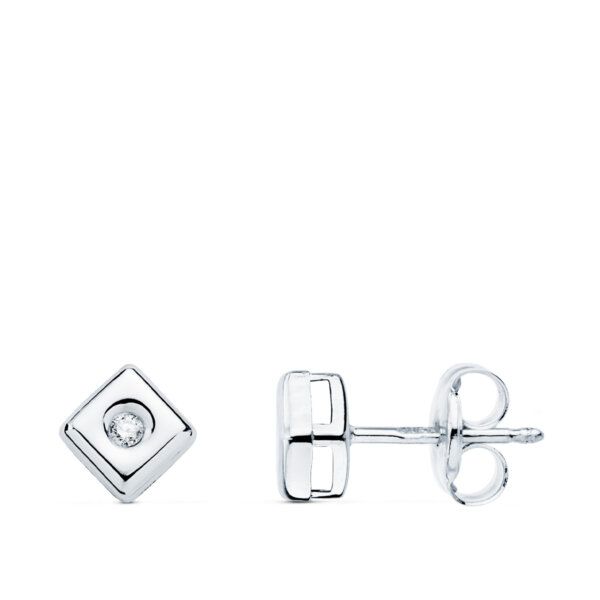 18K PENDIENTES CHATON CUADRADO DIAMANTES 0.030 QTS. PRESION. G-VS2 - Imagen 2