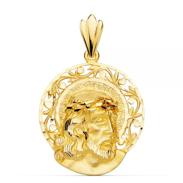 18K CABEZA CRISTO AUREOLA 29X27 MM