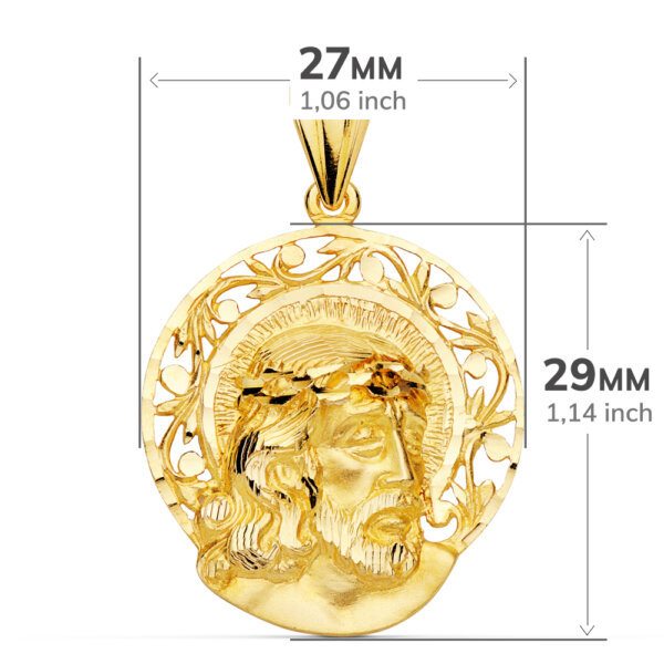 18K CABEZA CRISTO AUREOLA 29X27 MM - Imagen 3