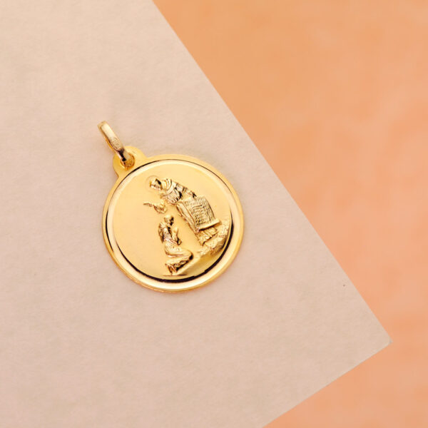18K MEDALLA ORO AMARILLO BENDICION DE SAN FRANCISCO BISEL 18 MM - Imagen 2