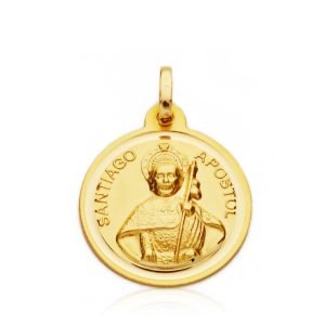 18K MEDALLA SANTIAGO APOSTOL 22 MM BISEL