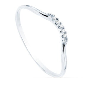 18K SORTIJA ORO BLANCO 5 DIAMANTES 0.025  QTS. G-VS2. CUERPO REDONDO 1 MM
