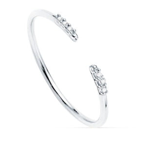 18K SORTIJA ABIERTA ORO BLANCO DIAMANTES 0.030 QTS. G-VS2. CUERPO REDONDO 1 MM