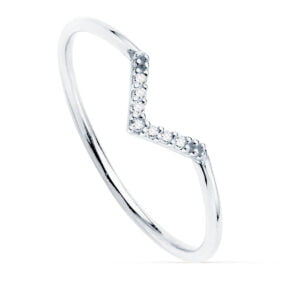 18K SORTIJA ORO BLANCO 7 DIAMANTES 0.035  QTS. G-VS2. CUERPO REDONDO 1 MM