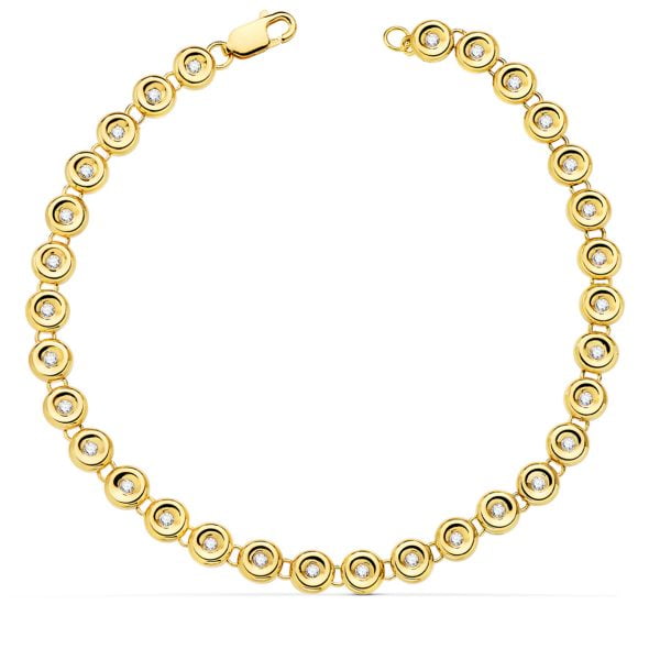 18K PULSERA RIVIERE ORO AMARILLO 31 DIAMANTES. 0.434 QTS.  4.85 MM 18.5 CM G-VS2