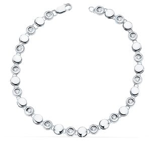 18K PULSERA RIVIERE ORO BLANCO 16 DIAMANTES 0.240 QTS.  4.85 MM G-VS2. 18.5 CM