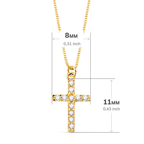 18K GARGANTILLA CRUZ 11X8 MM 11 DIAMANTES 0.09QT. CADENA VENECIANA 45CM G-VS2 - Imagen 2