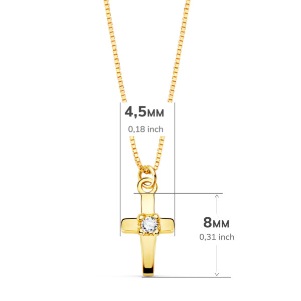 18K GARGANTILLA CRUZ 8X4.5MM1 DIAMANTE 0.015QT. CADENA VENECIANA 45CM G-VS2 - Imagen 2