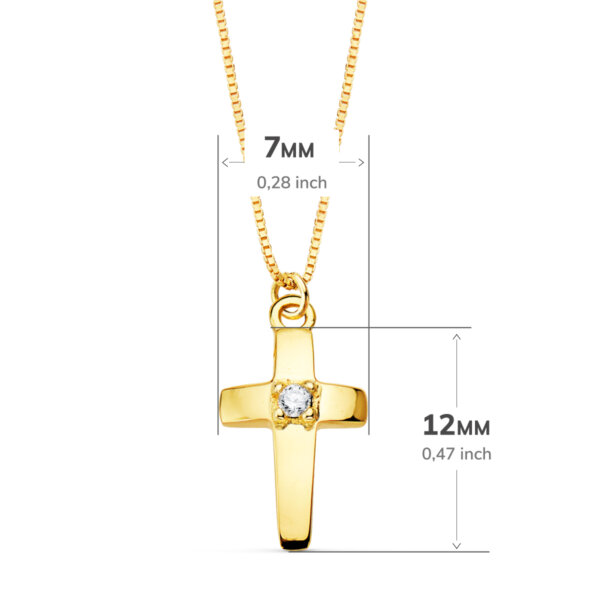 18K GARGANTILLA CRUZ 12X7 MM 1 DIAMANTE 0.015QT. CADENA VENECIANA 45CM G-VS2 - Imagen 2