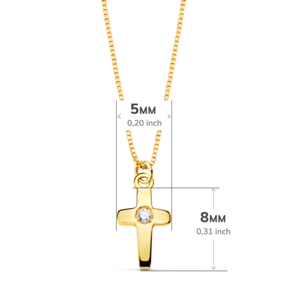 18K GARGANTILLA CRUZ 8X5MM 1 DIAMANTE 0.015QT. CADENA VENECIANA 45CM G-VS2 - Imagen 2