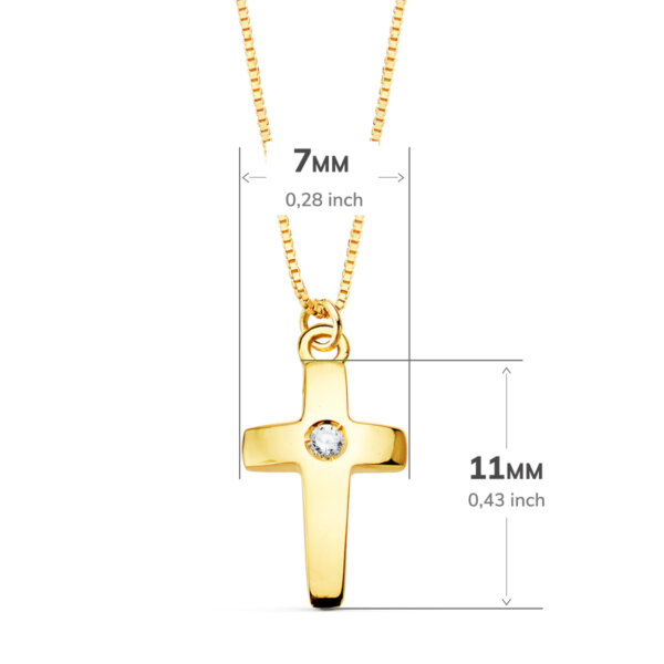 18K GARGANTILLA CRUZ 11X7 MM 1 DIAMANTE 0.015QT. CADENA VENECIANA 45CM G-VS2 - Imagen 2