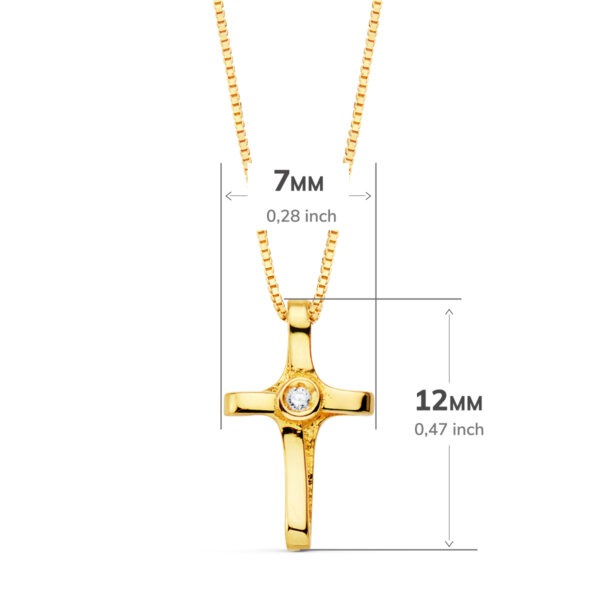 18K GARGANTILLA CRUZ 12X7 MM 1 DIAMANTE 0.010 QT.CADENA VENECIANA 45CM G-VS2 - Imagen 2