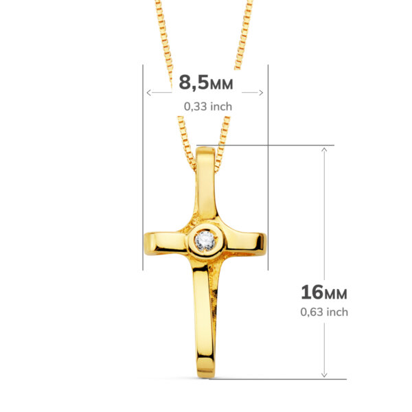 18K GARGANTILLA CRUZ 16X8.5MM1 DIAMANTE 0.015QT.CADENA VENECIANA 45CM G-VS2 - Imagen 2