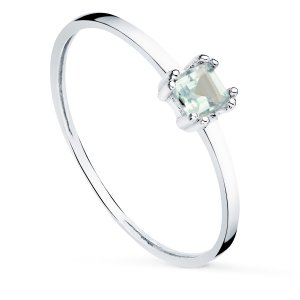 18K SORTIJA ORO BLANCO AGUAMARINA NATURAL 4X3 MM. ANCHO CUERPO: 1.10 MM