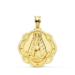 18K MEDALLA VIRGEN DEL ROCIO PANDERETA 26X24 MM