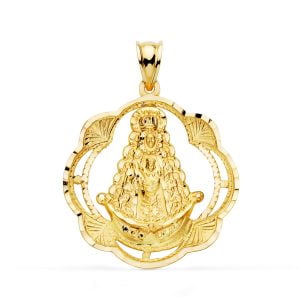 18K MEDALLA VIRGEN DEL ROCIO PANDERETA 31X28 MM