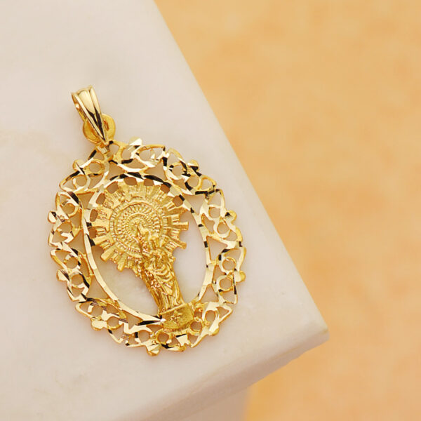 18K MEDALLA VIRGEN DEL PILAR ORLA 28X21 MM - Imagen 2