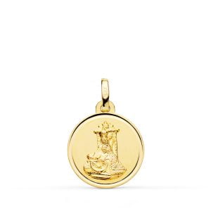 18K MEDALLA ORO AMARILLO VIRGEN DE LAS ANGUSTIAS BISEL 16 MM