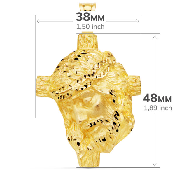 18K CABEZA DE CRISTO FUNDIDO 48X38 MM - Imagen 3