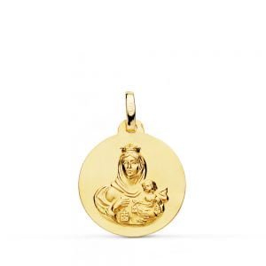 18K MEDALLA VIRGEN DEL CARMEN LISA 16 MM