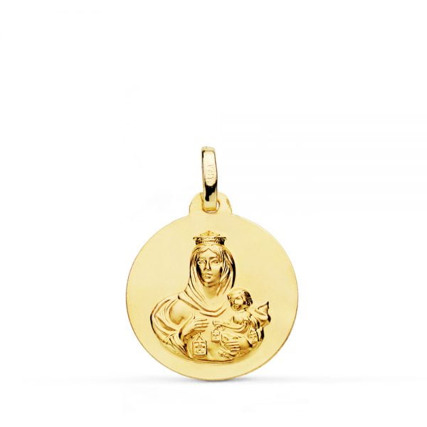 18K MEDALLA VIRGEN DEL CARMEN LISA 18 MM