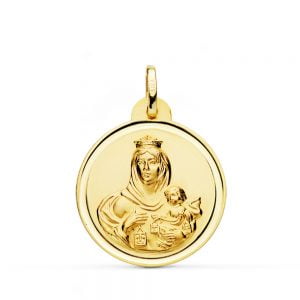 18K MEDALLA VIRGEN DEL CARMEN BISEL 24 MM
