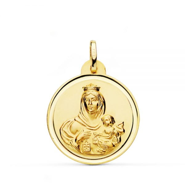 18K MEDALLA VIRGEN DEL CARMEN BISEL 24 MM