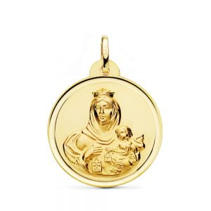 18K MEDALLA VIRGEN DEL CARMEN BISEL 26 MM