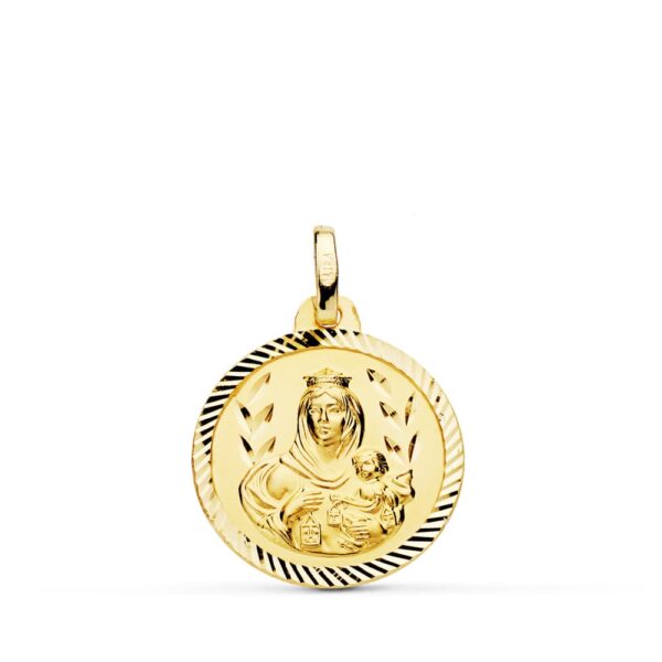 18K ESCAPULARIO HELICE VIRGEN DEL CARMEN CORAZON DE JESUS 18 MM - Imagen 3