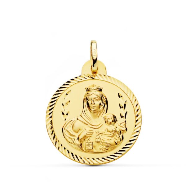 18K ESCAPULARIO HELICE VIRGEN CARMEN Y CORAZON DE JESUS 24 MM - Imagen 3