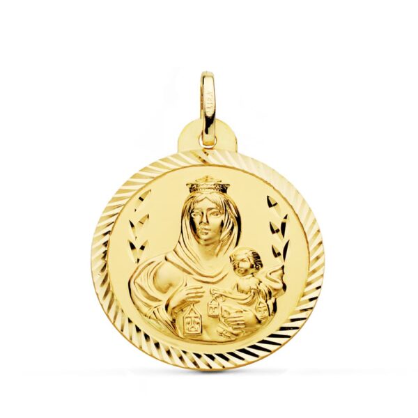 18K ESCAPULARIO HELICE VIRGEN DEL CARMEN CORAZON DE JESUS 26 MM - Imagen 3