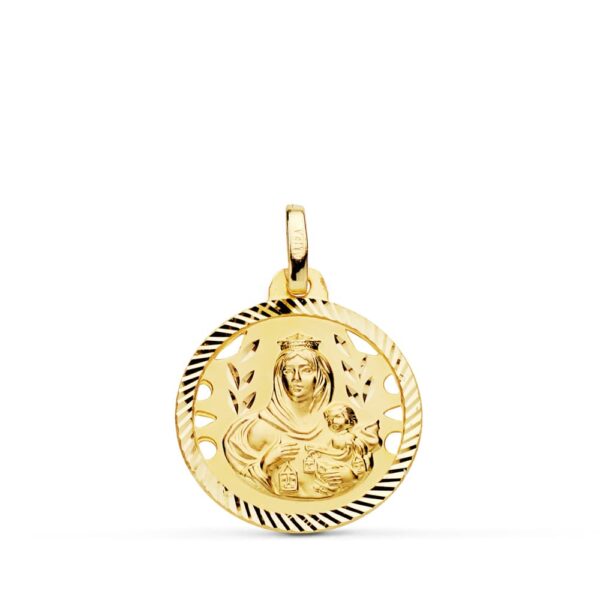 18K ESCAPULARIO HELICE CALADO VIRGEN CARMEN Y CORAZON DE JESUS 18 MM - Imagen 3