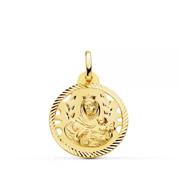 18K MEDALLA VIRGEN DEL CARMEN CALADA HELICE 20 MM