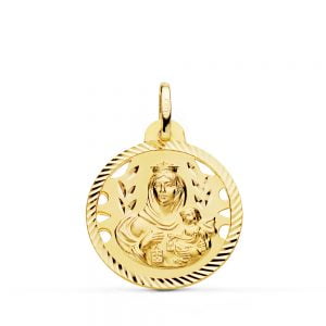 18K MEDALLA VIRGEN DEL CARMEN CALADA HELICE 22 MM