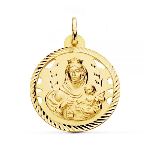 18K MEDALLA VIRGEN DEL CARMEN CALADA HELICE 28 MM