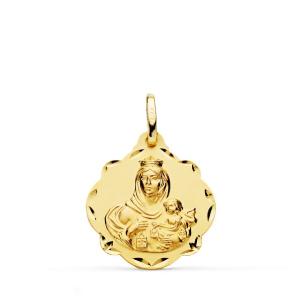 18K ESCAPULARIO VIRGEN DEL CARMEN Y CORAZON DE JESUS 20 MM - Imagen 3