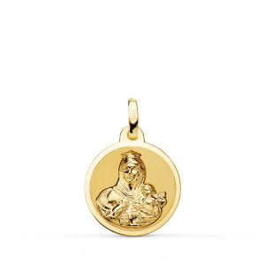 18K MEDALLA VIRGEN DEL CARMEN BRILLO 16 MM