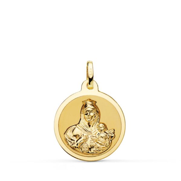 18K ESCAPULARIO BRILLO VIRGEN DEL CARMEN Y CORAZON DE JESUS 18 MM - Imagen 3