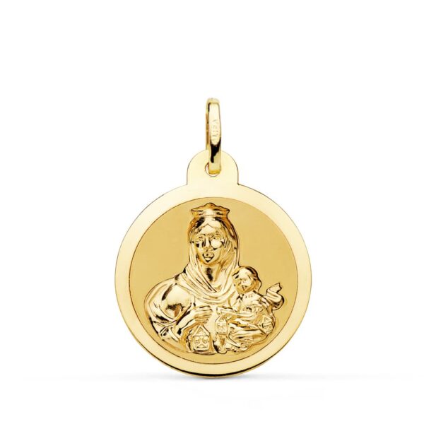 18K ESCAPULARIO BRILLO VIRGEN DEL CARMEN Y CORAZON DE JESUS 22 MM - Imagen 3